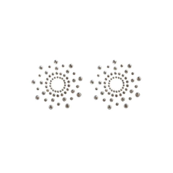 Paire de cache tétons adhésifs strass blanc 